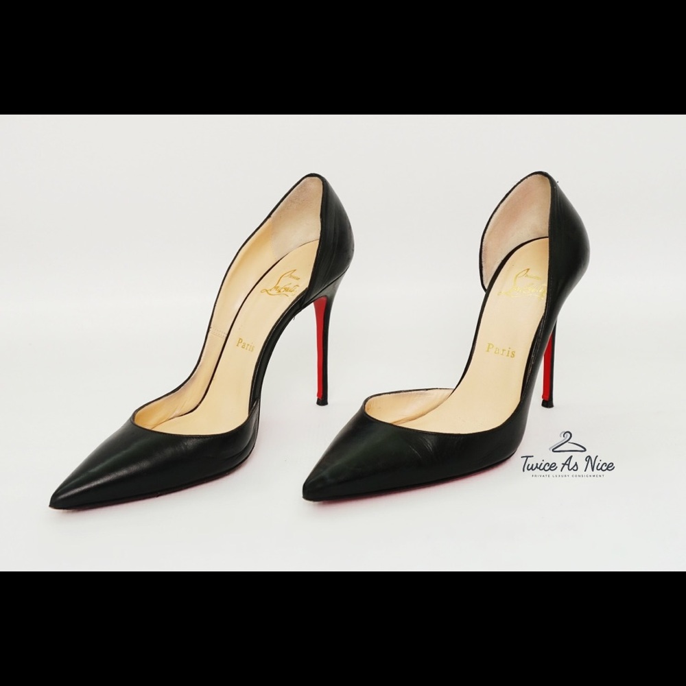 LOUBOUTIN Black leather Half D’Orsay pump